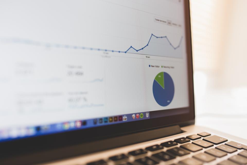 Laptop screen showing website analytics