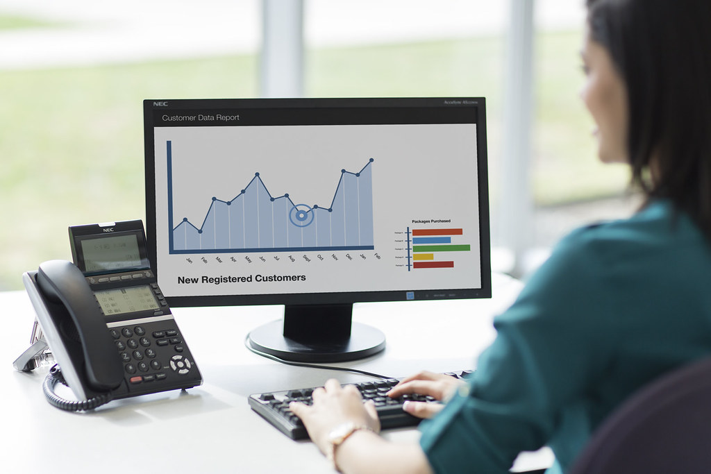 Person reviewing a growth chart on a monitor